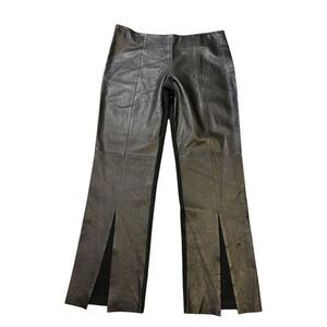 Isabel USA Black Leather Pants Split Cuffs Women's sz 14 NWT